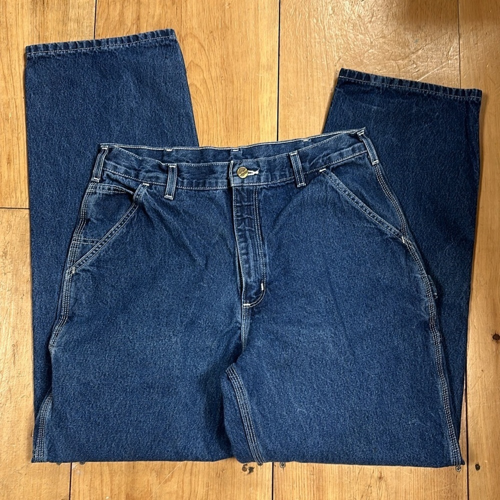 Carhartt Original Dungaree Fit‎ Denim Workwear Jeans, 35 x 32, wide legs, EUC! - Picture 3 of 7